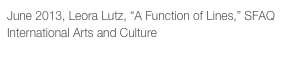 June 2013, Leora Lutz, “A Function of Lines,” SFAQ International Arts and Culture